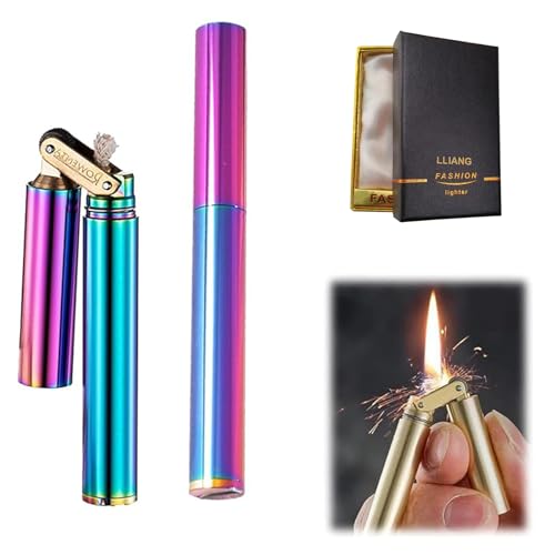 Fackel Feuerzeug Kerosin Feuerzeug Windproof Feuerzeug Nachfüllbar Einstellbare Jet Flamme Feuerzeug für Kerze Küche Grill Camping Schmuck Schweißen, Männer Geschenk mit Geschenkbox (Colored) von LLIANG