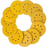 100 Stück Schleifscheiben Ø 125 mm Körnung mit 8 Rundlöchern Klettverschluss für Exzenterschleifer 5 Zoll (P80) von LLING