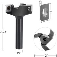 12 mm Schaft, 60 mm Schnittdurchmesser, Planfräser mit 3 Einsätzen, Holzfräser, Hobelfräser, Oberflächenfräser von LLING