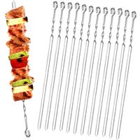 20 Stück Fleischspieße aus Edelstahl für Grill, Metallspieße, Platte 38 cm von LLING