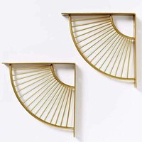 2er-Pack goldene, fächerförmige, dreieckige Regalhalterungen aus Metall, schwebende, an der Wand montierte Regalhalterungen, robuste Eckstrebe für 2er-Pack goldene, fächerförmige, dreieckige Regalhalterungen aus Metall, schwebende, an der Wand montierte Regalhalterungen, robuste Eckstrebe für von LLING