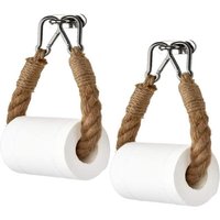2er-Set Toilettenpapierhalter zur Wandmontage aus Edelstahl und Hanfseil für Bad und Küche (rot) von LLING