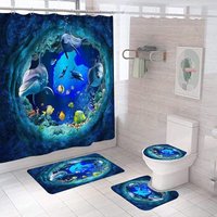 4-teiliges Delfin-Duschvorhang-Set, Badezimmer-Duschvorhang-Set mit Teppich, rutschfestem Toilettendeckelbezug, U-förmigem Teppich, Badematte mit 12 4-teiliges Delfin-Duschvorhang-Set, Badezimmer-Duschvorhang-Set mit Teppich, rutschfestem Toilettendeckelbezug, U-förmigem Teppich, Badematte mit 12 von LLING