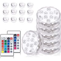 6er-Pack untertauchbare LED-Leuchten, 10 LEDs, 16 Farben RGB mit 12 Saugnäpfen und 1 RF-Fernbedienung, IP68 wasserdichte Poollichter für Teich, von LLING