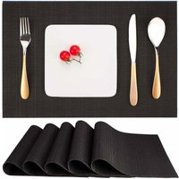6er-Set Tischsets, schwarz, waschbar, hitzebeständig, PVC-Vinyl-Tischsets für Küchen-/Esstisch, 30 x 45 cm – Schwarz 6er-Set Tischsets, schwarz, waschbar, hitzebeständig, PVC-Vinyl-Tischsets für Küchen-/Esstisch, 30 x 45 cm – Schwarz von LLING