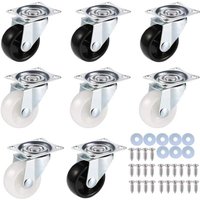 8er Set Lenkrollen mit Schrauben Möbelrollen Möbelrollen Lenkrollen mit Bremse Schwerlasträder PU-Gummirollen für Heimwerker (Höhe 50mm) Schwarz/Weiß von LLING