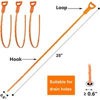 Abflussspirale, Haarentferner, Verstopfungsreinigungswerkzeug, Abflussspirale für Dusche, mit 63,5 cm, 3er-Pack Kunststoff-Spülbeckenspirale und von LLING