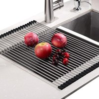 Aufrollbares Abtropfgestell, 100 % BPA-frei, faltbares Abtropfgestell, ideal für Obst, Gemüse, Geschirr, langlebiger, silikonbeschichteter Edelstahl, von LLING
