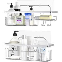 Badezimmerregal, 304 Edelstahl Badezimmerregale, Duschregal, Duschcaddy, 2er-Set Duschregale für Badezimmer oder Küche - Silber von LLING
