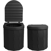 Campingtoilette, Tragbare Toilette Klappbare Autotoilette, Autotoilette Aufbewahrungshocker für Camping Wandern Reisen Stau, Tragbare Toilette Schwarz von LLING