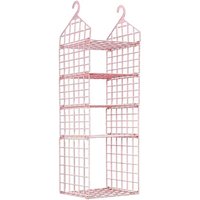 Garderobenständer aus Kunststoff, 5 Fächer/Netz, faltbares Hängeregal für Taschen, Schuhschrank-Organizer, Pink von LLING