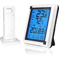 Innen-/Außenthermometer mit 1 kabellosen Sensor, Hintergrundbeleuchtung, LCD-Touchscreen, Temperatur- und Feuchtigkeitsmonitor für das Home Office (1 von LLING