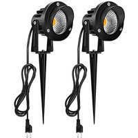 LED Außenstrahler LED 7W 220V COB Chip, Einbau LED Gartenlampe, Outdoor Erdspießlampe Warmweißes Licht 3000K Vielseitig für Wege, Pflanzen, Balkon von LLING
