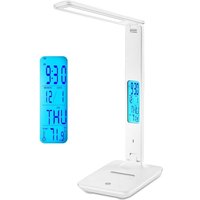 LED-Tischleuchte, verstellbare wiederaufladbare Tischleuchte mit flexibler Touch-Steuerung, LCD-Display mit Zeit-, Alarm- und Temperaturfunktionen von LLING
