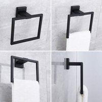 Mattschwarzer Handtuchhalter für das Badezimmer, Handtuchring aus Edelstahl SUS 304, einzelne quadratische Handtuchstange, robuster Handtuchhalter, von LLING