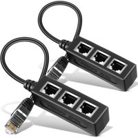 RJ45-LAN-Splitter, Ethernet-Verlängerungskabel, Ethernet-Netzwerk-Splitter-Adapter, 1 Stecker auf 3 Buchsen, 2 Ethernet-Koppler, von LLING