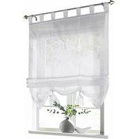 Raffrollo mit Schlaufen Küchengardine Raffrollo mit Schlaufen Modern Voile Weiß Vorhänge BxH 120x155cm 1St von LLING