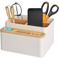 Schreibtisch-Organizer, Schreibtisch-Aufbewahrungsbox, Bambus-Schreibtisch-Aufbewahrungsspender, herausnehmbare Aufbewahrungsbox, von LLING