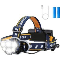 Superhelle Stirnlampe, wiederaufladbare LED-Stirnlampe mit 6 LEDs, 12000 lm, 8 Beleuchtungsmodi, mit USB-Kabel Superhelle Stirnlampe, wiederaufladbare LED-Stirnlampe mit 6 LEDs, 12000 lm, 8 Beleuchtungsmodi, mit USB-Kabel von LLING