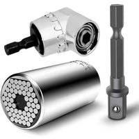 Universeller 7-mm- bis 19-mm-Ratschen-Steckschlüsseladapter für Bohrmaschinen und 105-Grad-Verlängerungsschraubendreher mit rechtem Winkel Universeller 7-mm- bis 19-mm-Ratschen-Steckschlüsseladapter für Bohrmaschinen und 105-Grad-Verlängerungsschraubendreher mit rechtem Winkel von LLING