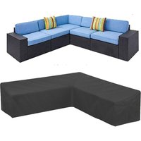 Wasserdichter Bezug für Garten-Ecksofa, 210D Oxford, staubdicht, Abdeckung für Gartenmöbel, L-förmiger Ecksofa-Bezug (300 x 300 x 98 cm) von LLING
