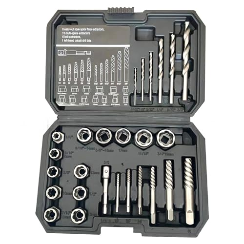 26pcs Beschädigter Schraubenextraktionsbohrbohrer Bit Set Stripped Schraubenextraktionskit Für Gebrochenen Bolzenextraktor Mit Speicherhülle Gebrochener Schraubenentfernung von LLINthy