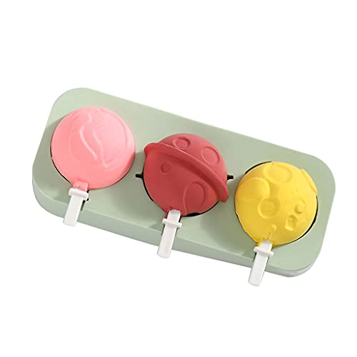 3 Zell Silikon Eiscremeform Cartoon Form Stiel Maker Maker Form Wiederverwendbares Dessert Gefrierschrank Wiederverwendbares Dessert Gefrierschrank von LLINthy