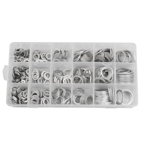 Aluminium Flachwaschmaschinen Set Waschmaschinen Hardware Sortiment 450pcs 18 Größe 6 8 10 12 14 16 18 20 22 24 Dichtungsringe von LLINthy