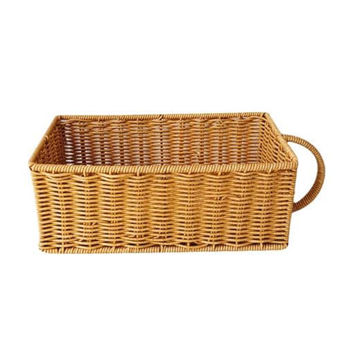 Imitation Rattan Desktop Korb Mit Rechteck Für Snacks Und Kosmetik Sundry Storage Container Cosmetic Storage Box von LLINthy