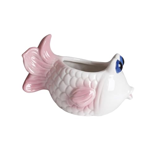Keramik Fleischy Pflanzenbehälter Pflanzer Fischform Fensterbox Kaktuskaktus Pflanzenbehälter Geschenk Für Mutter Schlafzimmer Schreibtisch Atmungsaktiven Keramik Topf von LLINthy