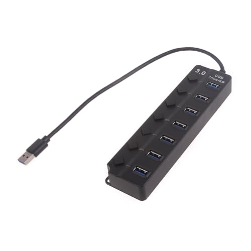 Kompakter USB-3.0-Hub mit 1 bis 7 Anschlüssen, USB-Anschluss, mit Ein-/Aus-Schalter, Konverter mit LED-Licht Kompakter USB-3.0-Hub mit 1 bis 7 Anschlüssen, USB-Anschluss, mit Ein-/Aus-Schalter, Konverter mit LED-Licht von LLINthy