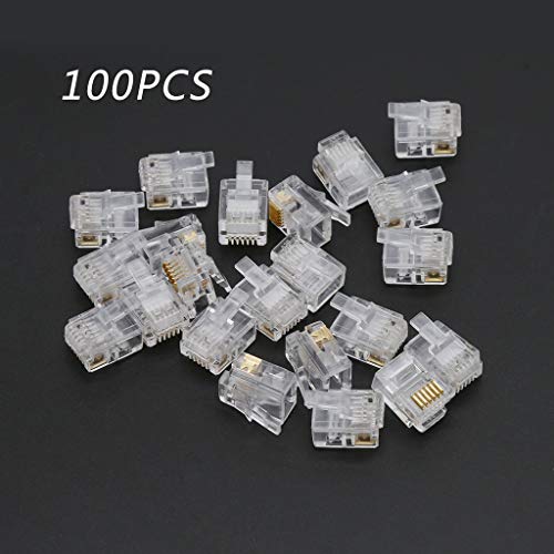 LLINthy 100pcs RJ12 6p6c Modulares Kabel Für Head Telefonanschlüsse Kristallstopfen von LLINthy