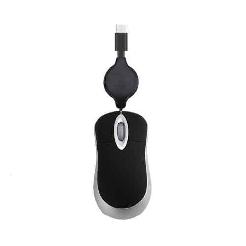 LLINthy USB C Kabelmaus Retractable Kabel Laptops Mauskabel Optische Reise Für PC Desktop Notebook RETRAKTIABLE von LLINthy