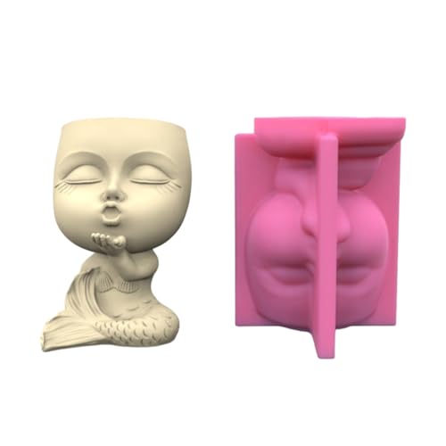 MERAMIDS Girl Blumentopf Silikonformen Stifthalter Epoxidharz Schimmel Sukkulente Pflanzer Machen Werkzeug Für Handwerksfleisch Schimmelpilze Für Häuser Office Desktop Dekorationen von LLINthy