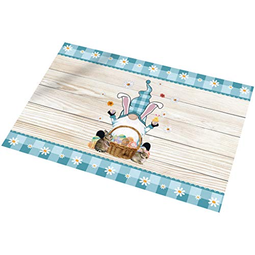 Ostertür Matte LKW Gnomen Muster Nicht Schlupf Eingang Karierte Boden Teppich Teppich Wasserabsorption Bad Teppiche Party Dekoration Office Stuhl Teppichmatte von LLINthy