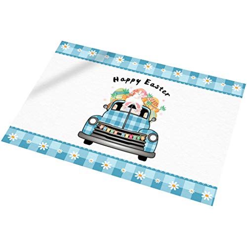 Ostertür Matte LKW Gnomen Muster Nicht Schlupf Eingang Karierte Boden Teppich Teppich Wasserabsorption Bad Teppiche Party Dekoration Office Stuhl Teppichmatte von LLINthy