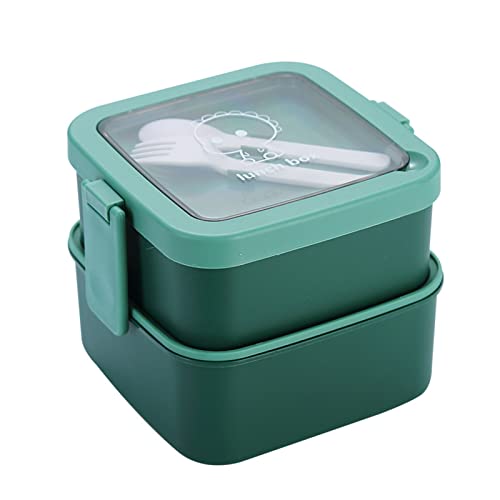 Plastik Doppelschicht Box Versiegelte Leckdichte Lebensmittel Lagerbehälter Mikrowavable Tragbares Schulbüro Lunchbox von LLINthy