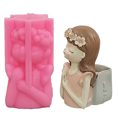 Rucksackmädchen Gypsum Blumentopf Silikonform Epoxidharzgussform Schimmel Sukkulente Vase Zementform Schhalter Schalthalterform Für Betonzementharzguss von LLINthy