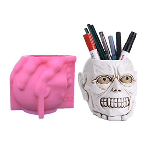 Schädel Blumenpot Silikonform Stifthalter Formformharz Epoxy Craft Polymer Tonhandwerk Ornament Schmuck Herstellung Werkzeug Einzigartige Silikonformen Die Für Seife Epoxidharz Wachs Schmelzen von LLINthy