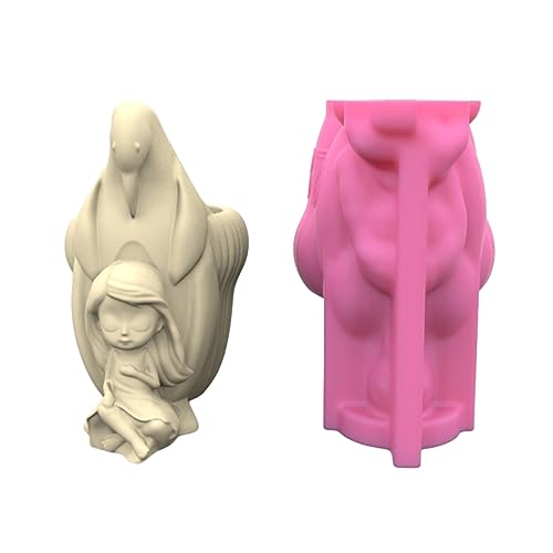 Stifthalter Blumentopf Silikonform Pinguine & Mädchen Harzform Dekoration Werkzeuge Sukkulente Pflanzer Herstellung Sukkulenten Pflanzerform Für Home Office Desktop Dekorationen von LLINthy