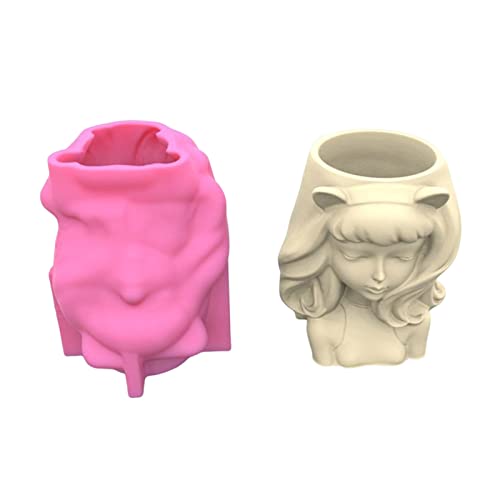 Topf Silikonform Katzenohr Girl Pflanzer Vase Form Schweißhalter Form Für Harz Epoxidguss Betonform Home Decor von LLINthy