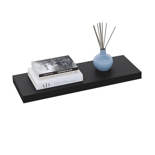 LLIVEKIT Wandregal schwarz, Schweberegal, Regal zur Wandmontage, Hängeregal, Wandboard mit unsichtbarer Metallhalterung, für Büro Wohnzimmer Schlafzimmer Badezimmer Küche, 80x22,9x3,8 cm von LLIVEKIT