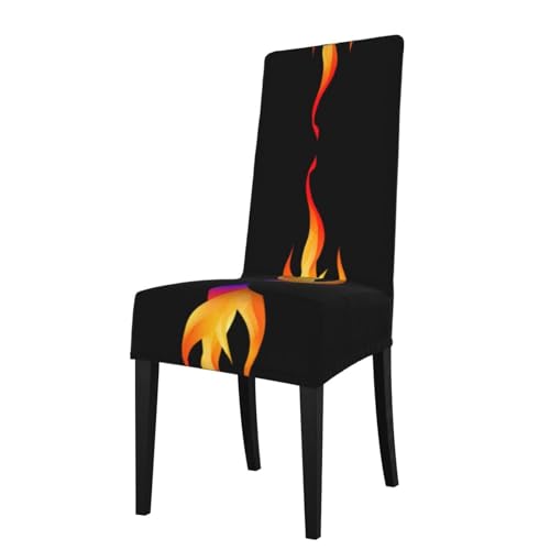 LLKGOT Die Stuhlhussen mit tanzenden Flammen sind abnehmbar, super elastisch und waschbar, geeignet für Küchen von LLKGOT
