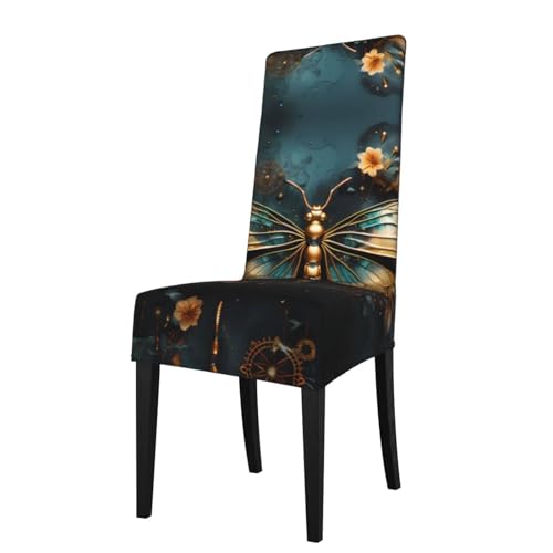 LLKGOT Die goldfarbenen Stuhlhussen mit zarten Libellen- und Blumenbildern sind abnehmbar, super elastisch und waschbar, geeignet für Küchen LLKGOT Die goldfarbenen Stuhlhussen mit zarten Libellen- und Blumenbildern sind abnehmbar, super elastisch und waschbar, geeignet für Küchen von LLKGOT