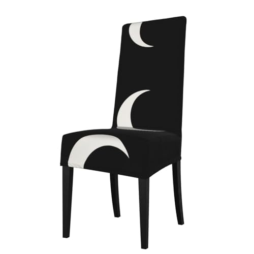 LLKGOT Die silbernen Stuhlhussen mit Halbmondmotiv sind abnehmbar, super elastisch und waschbar, geeignet für Küchen von LLKGOT