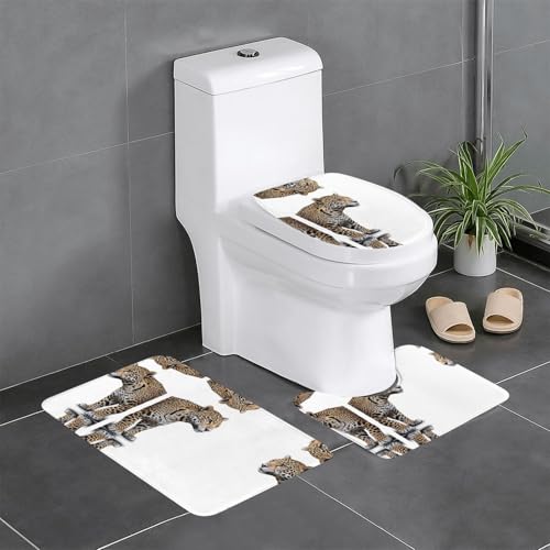 LLKGOT Jaguar Stripes Printing 3-teiliges Badezimmerteppich-Set – rutschfestes Badteppich-Set – leicht zu reinigen und zu pflegen – feuchtigkeitsblockierend und langlebig von LLKGOT