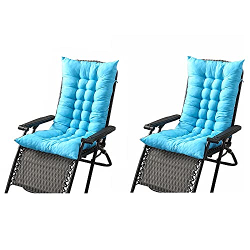 LLLD 2er Set Gartenstuhlauflagen Hochlehner Sitzauflagen Liegestuhl Stuhlkissen 6 Krawatten Design Für Gartenliegen Sonnenliege Liegestuhl(Keine Stühle) (Color : Light Blue, Size : 110 * 40cm) von LLLD