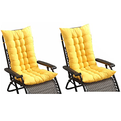 LLLD 2er Set Gartenstuhlauflagen Hochlehner Sitzauflagen Liegestuhl Stuhlkissen 6 Krawatten Design Für Gartenliegen Sonnenliege Liegestuhl(Keine Stühle) (Color : Yellow, Size : 110 * 40cm) von LLLD
