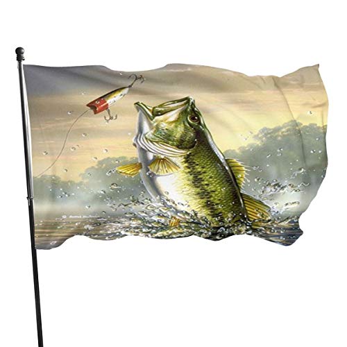 Bassfisch Flagge, 7,6 x 12,7 cm, für Outdoor-Sport, lebendige Farben mit Messingösen, Gartenflaggen, lichtbeständig von LLLDHGCBSS