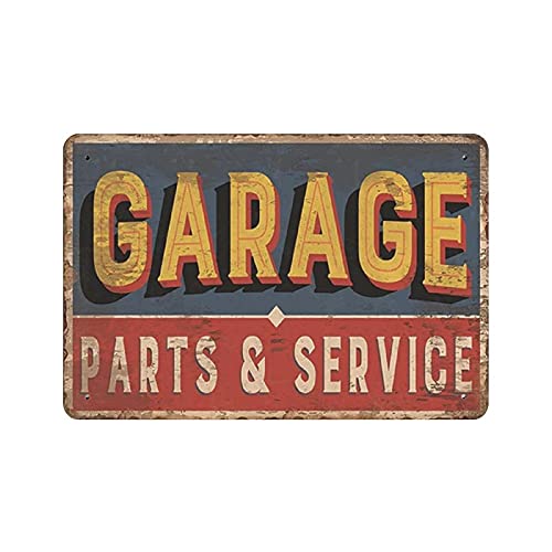 Blechschild Garage Parts & Service Blechschild Kunst zum Aufhängen Eisen Gemälde Retro Home Küche Garten Garage Wanddekoration 20,3 x 30,5 cm von LLLDHGCBSS